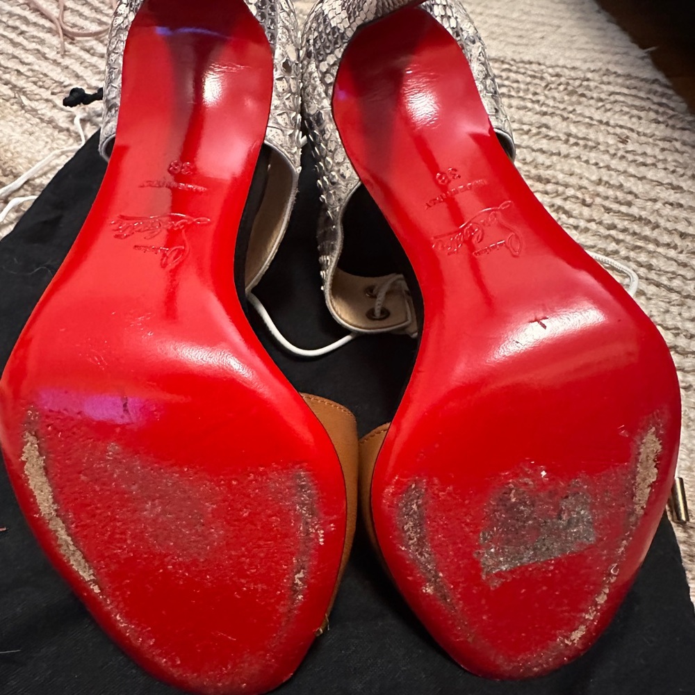 Christian Louboutin Snakeskin and Brown Heels - Picture 5 of 6